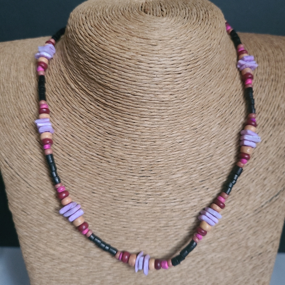 Handmade Mixed Beads Multi- Color Choker Necklace 15"